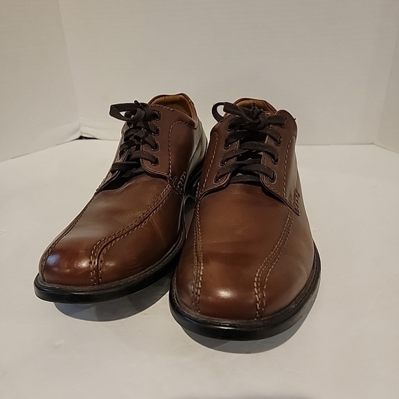 Clarks Dress Shoes Mens 10 M Sepatu Hommes Oxford Brown Leather Low Top 26068037 - Picture 4 of 6